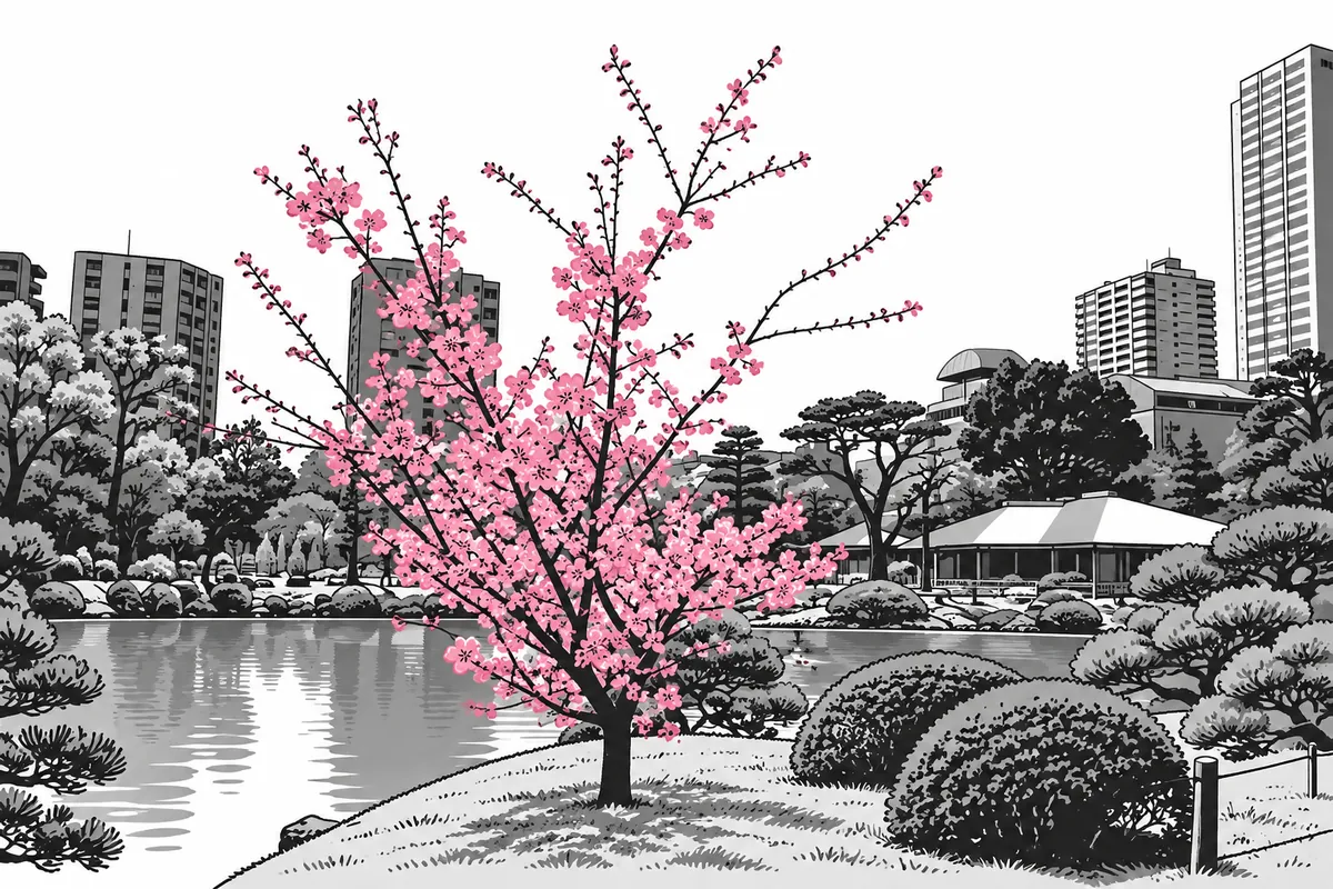 縮景園・カワヅザクラ