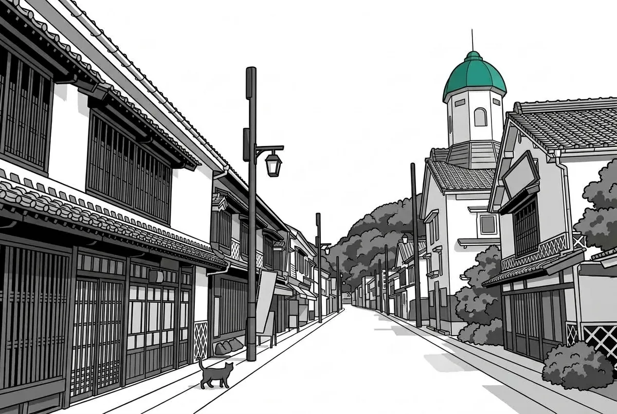 府中市上下町・白壁の町並み